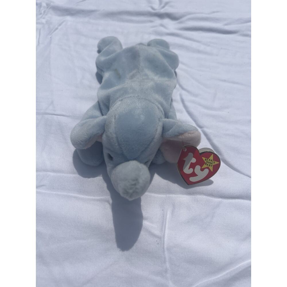 Ty Beanie Babies Peanut the Elephant 1995 Stuffed Animal Plush Blue